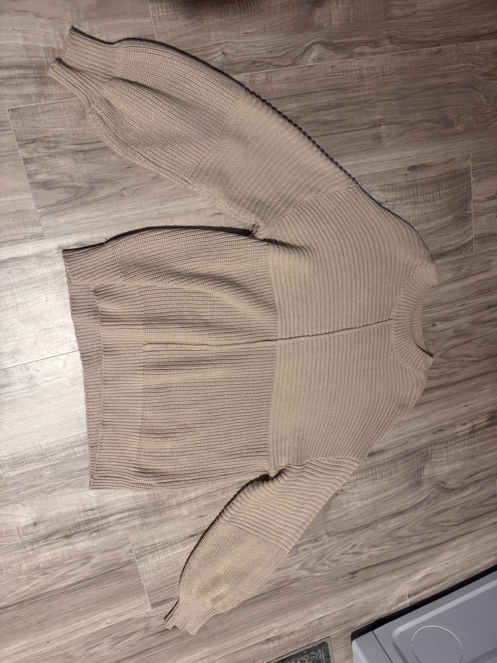 Le Lis Ribbed Crewneck Sweater in Taupe